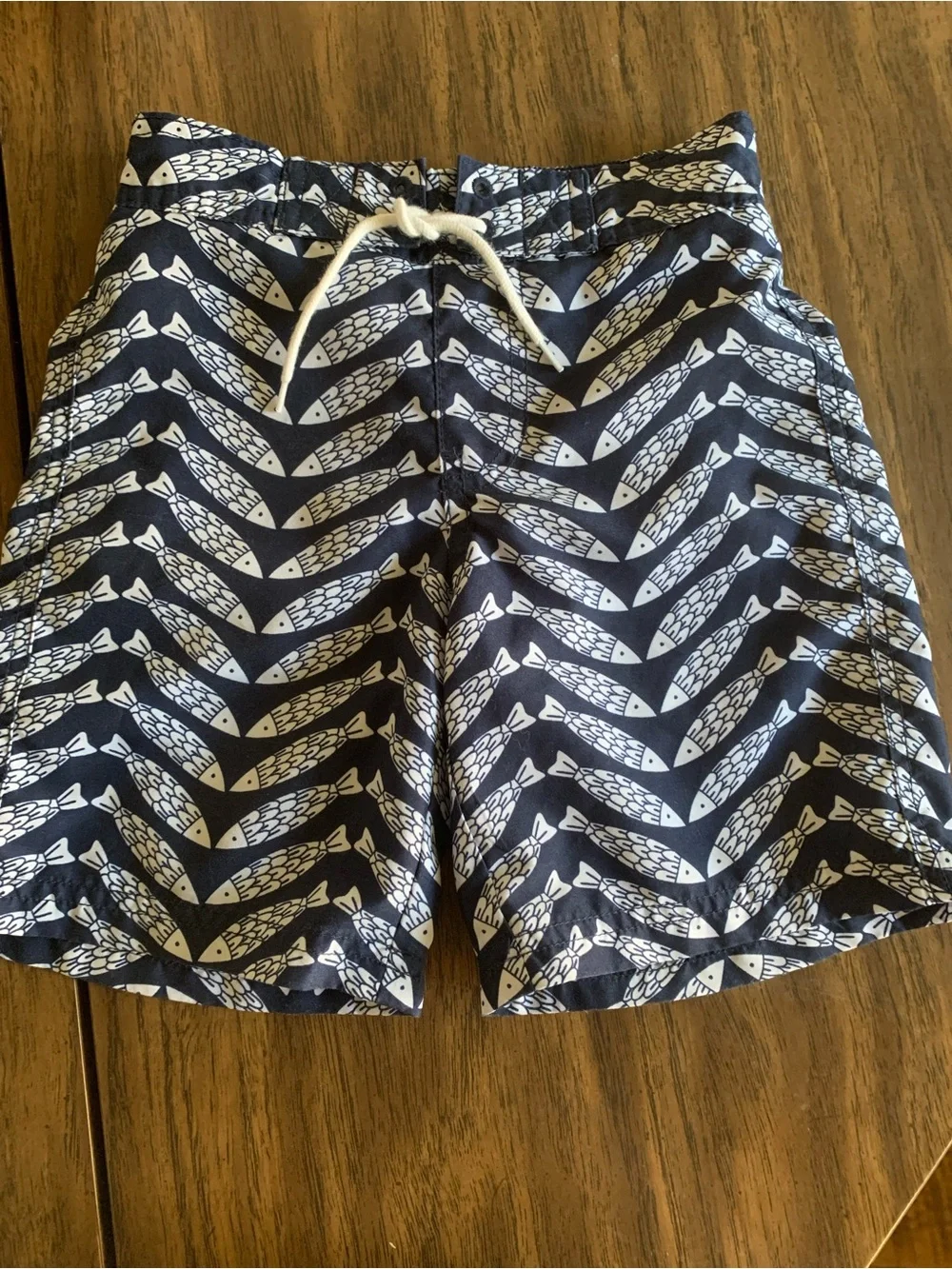 Janie and Jack Navy Shorts with White Fish Print